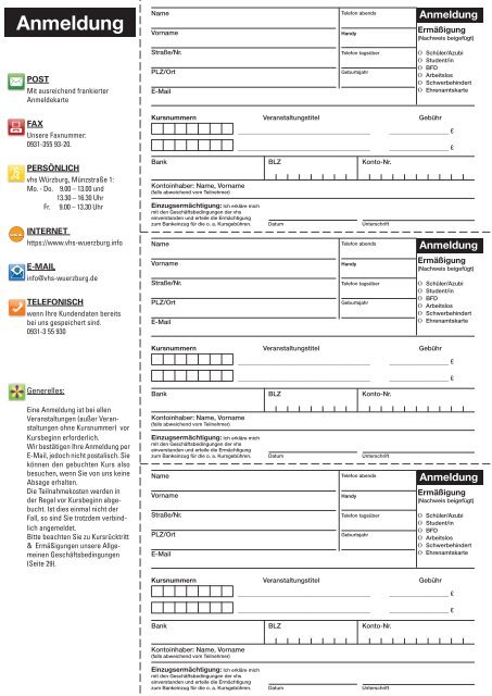 Programmheft 1 / 2013 - VHS Würzburg