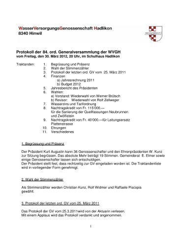 Download Protokoll der Generalversammlung vom 30. März 2012