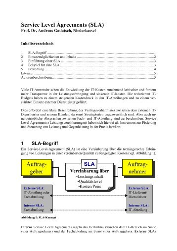 Service Level Agreements (SLA) Auftrag- geber ... - Org-Portal.org