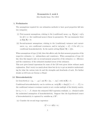 Econometrics I, week 6 Alex Karalis Isaac, Nov 2012 1 ...