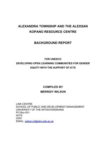 Alexandra Township And The Alexsan Kopano Resource Centre