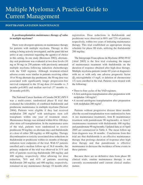 Multiple Myeloma: A Practical Guide to Current Management