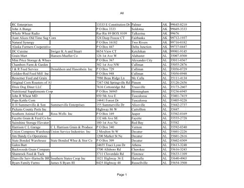 Grain Handling Mail Distro 2nd Round All - OSHA