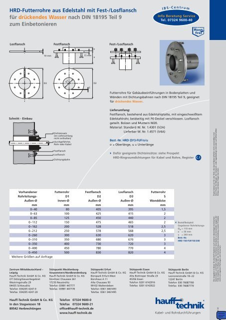 Mehrfach-HRD-Futterrohre aus Edelstahl mit Fest ... - Vario-Tec