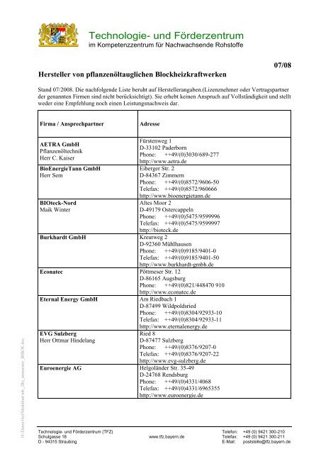 Technologie- und Förderzentrum - Technologie - Bayern