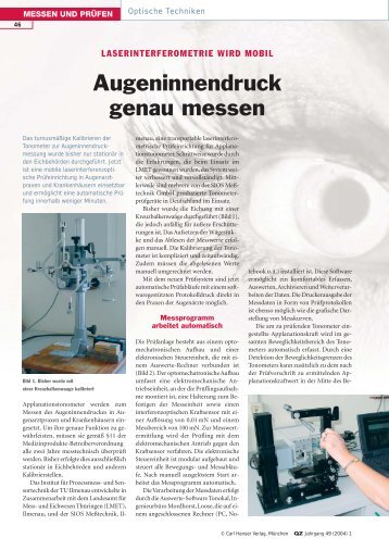 Augeninnendruck genau messen - SIOS Meßtechnik GmbH