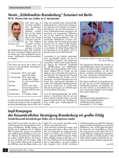 Brandenburgisches Ärzteblatt 01/2008 - Landesärztekammer ...