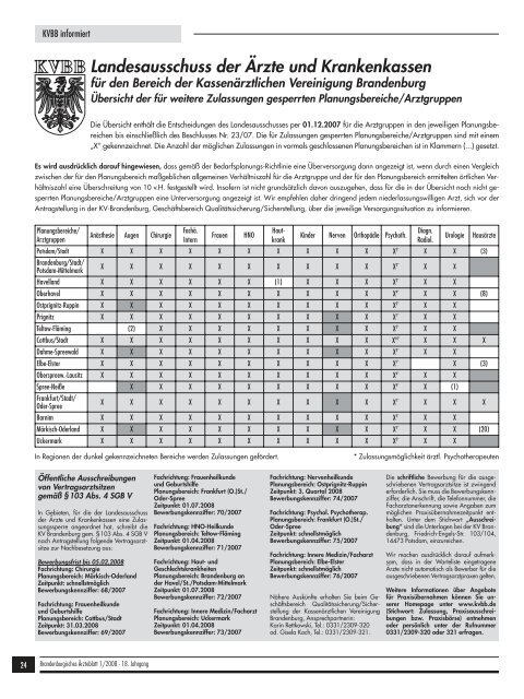 Brandenburgisches Ärzteblatt 01/2008 - Landesärztekammer ...
