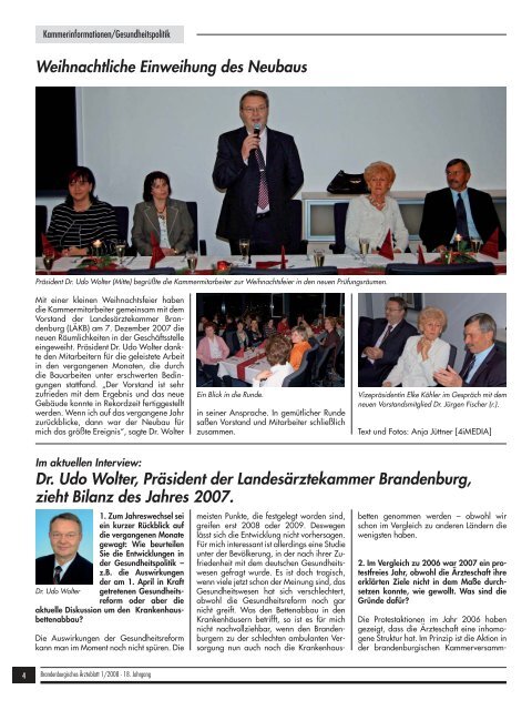 Brandenburgisches Ärzteblatt 01/2008 - Landesärztekammer ...