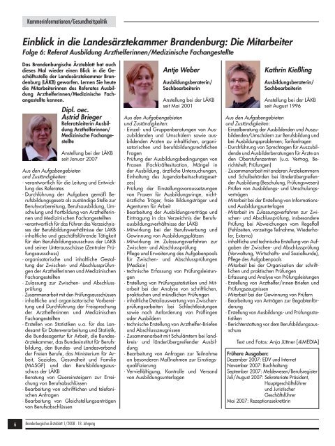 Brandenburgisches Ärzteblatt 01/2008 - Landesärztekammer ...