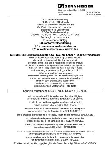 EU-konformitetsintyg EU-konformitetserklæring EF ... - Sennheiser
