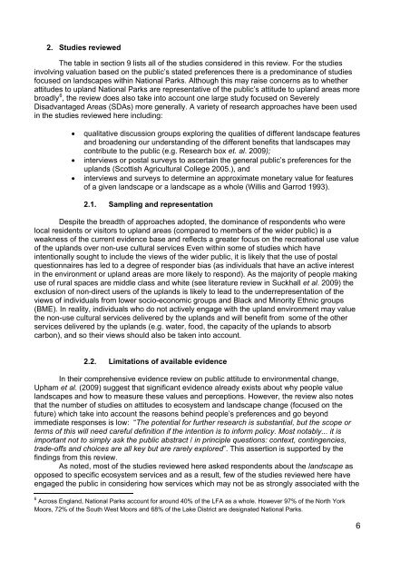 Public Attitudes and Preferences for Upland Landscapes - Defra