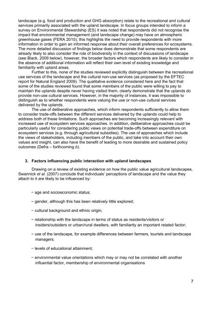 Public Attitudes and Preferences for Upland Landscapes - Defra