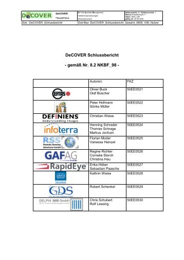 Seitenanzahl: 47; Seitennummer: 1 - DeCOVER Schlussbericht