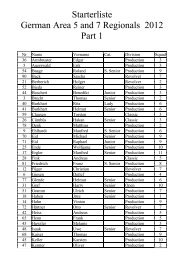 Starterliste German Area 5 and 7 Regionals 2012 Part 1