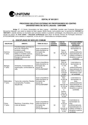 pROD SEL EXT EFTG - EDITAL 0012011 - UNIFEMM