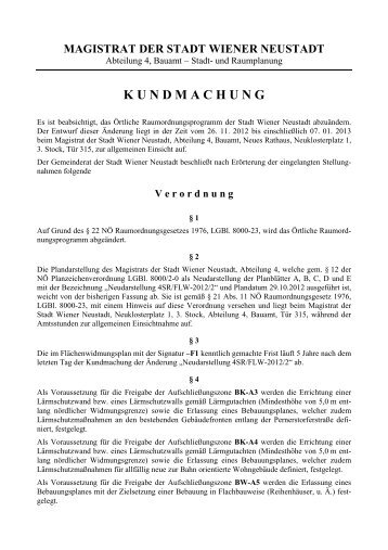 K U N D M A C H U N G - Stadtgemeinde Wiener Neustadt