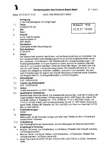 Handelsregisterauszug (PDF) - bz Basel