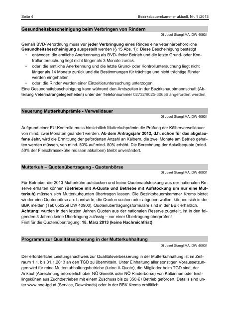 Aktuelles Rundschreiben - Landwirtschaftskammer Niederösterreich