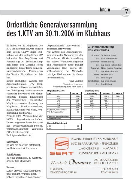 Ausgabe 4/06 Klubmeisterschaften 2006 ... - 1. KTV