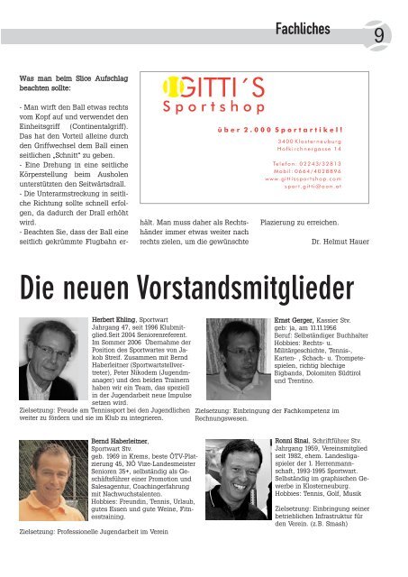 Ausgabe 4/06 Klubmeisterschaften 2006 ... - 1. KTV