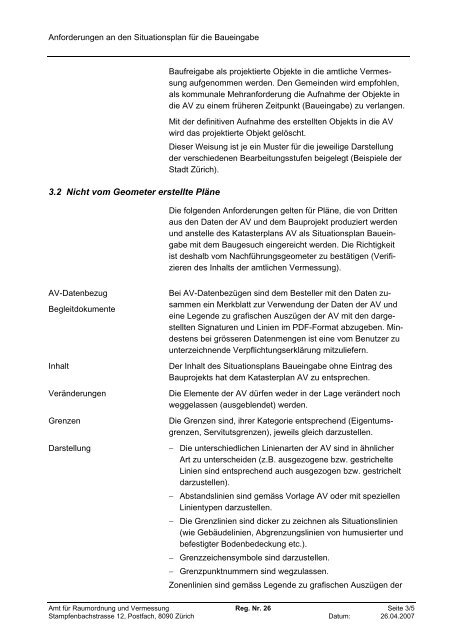 Anforderungen an den Situationsplan für die ... - Kanton Zürich