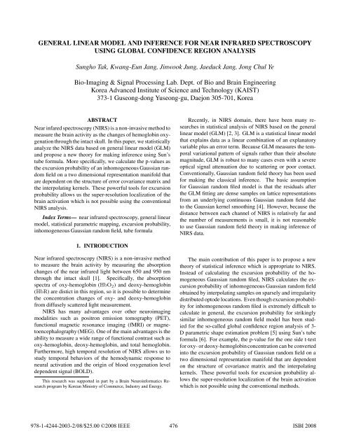 General Linear Model and Inference for Near Infrared Spectroscopy ...