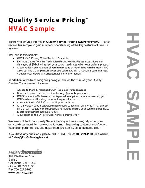 Hvac Comparison Chart