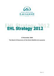 EHL Strategy 2012 - Ecole Hôtelière de Lausanne