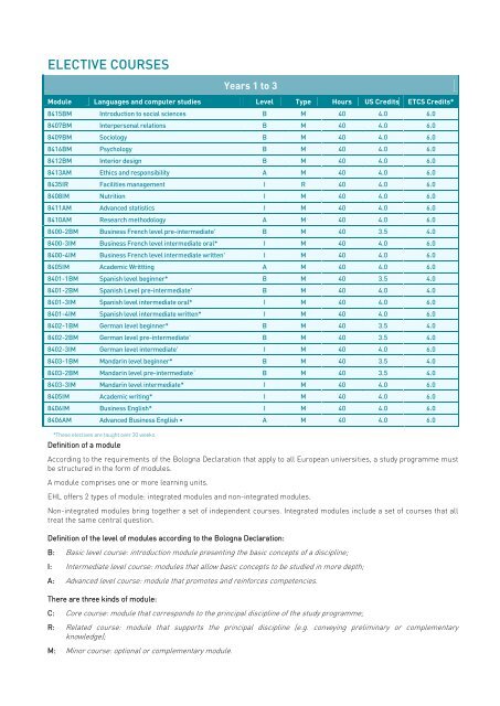 EHL Course Catalogue 2011-2012 - Ecole Hôtelière de Lausanne