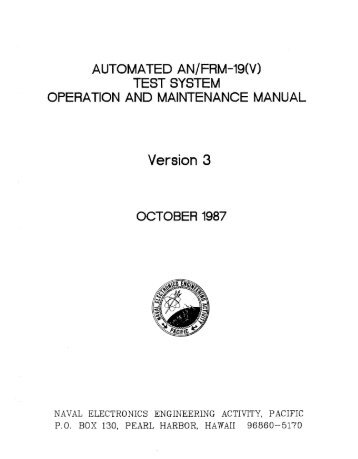 AUTOMATED AN/EHM—19(V) TEST' SYSTEM OPERATION AND ...