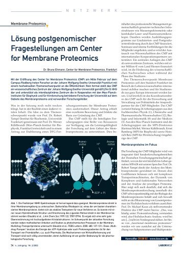 Lösung postgenomischer Fragestellungen am Center for Membrane ...