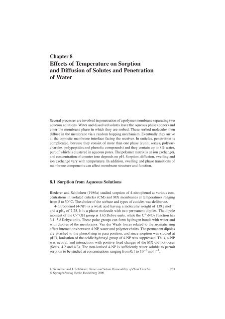 Water and Solute Permeability of Plant Cuticles: Measurement and ...