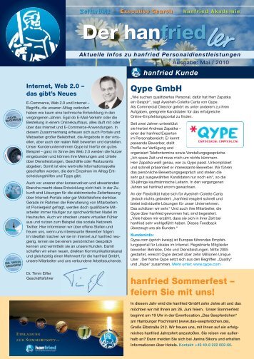 Newsletter Hanfried 5/2010