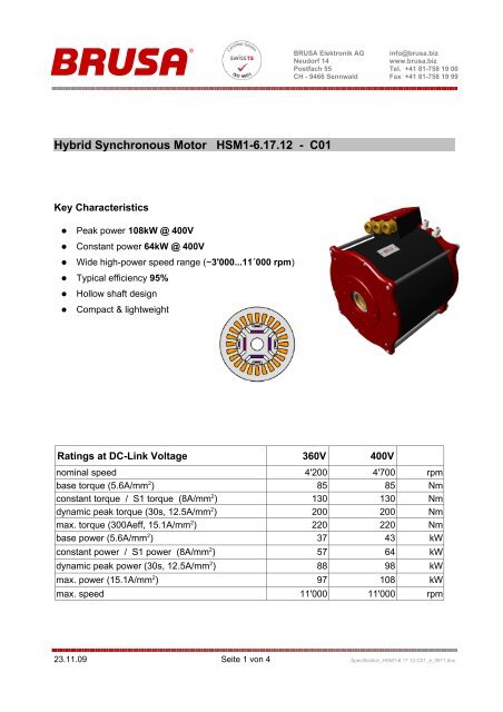 Hybrid Synchronous Motor HSM1-6.17.12 - C01