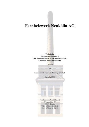 Technischen Anschlussbedingungen - Fernheizwerk Neukölln AG