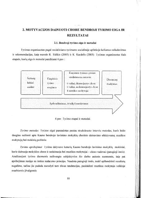 2. motyvacijos dainuoti chore bendroji tyrimo eiga ir rezultatai