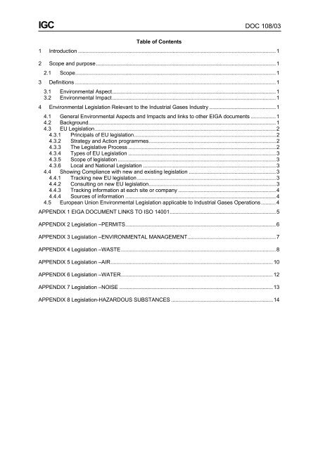 environmental legislation applicable to industrial gases ... - eiga