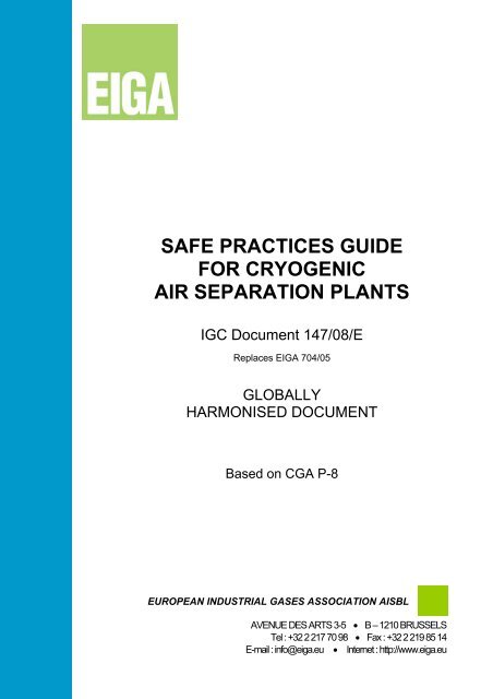 safe practices guide for cryogenic air separation plants - eiga