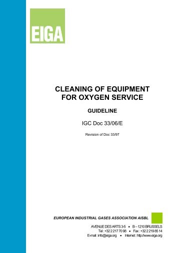 CLEANING OF EQUIPMENT FOR OXYGEN SERVICE - eiga