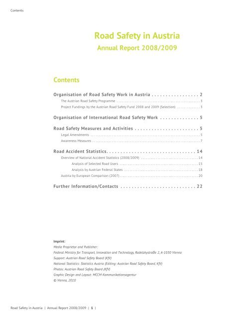 Road Safety in Austria - Annual Report 2008/2009