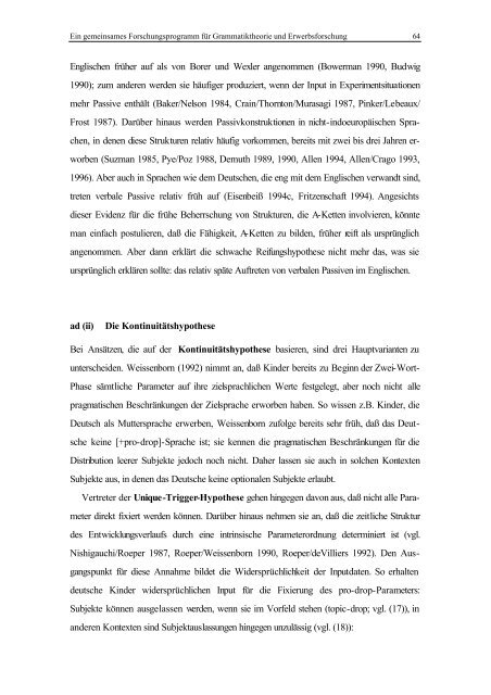 Merkmalsgesteuerter Grammatikerwerb Eine Untersuchung zum