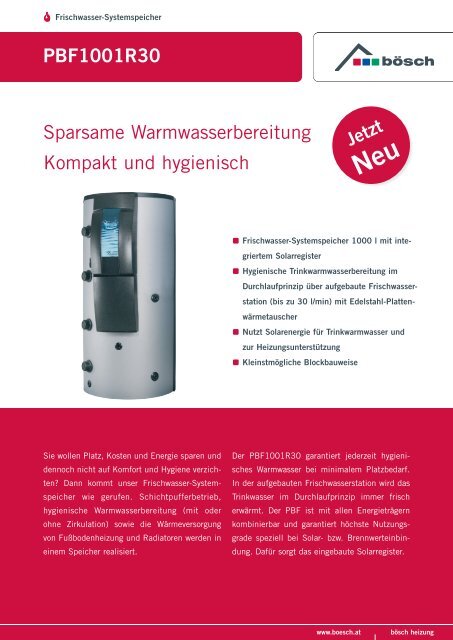 PBF1001R30 Sparsame Warmwasserbereitung Kompakt und ...