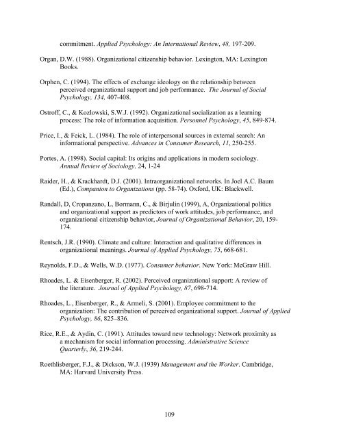 a social influence analysis of perceived organizational support