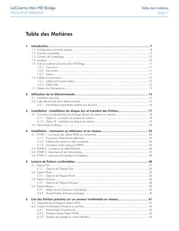 Table des Matières - LaCie