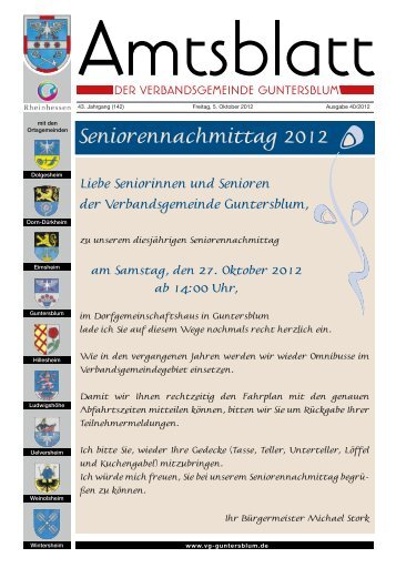 Seniorennachmittag 2012 - Verbandsgemeinde Guntersblum