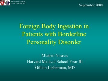 Foreign Body Ingestion in Patients with Borderline Personality