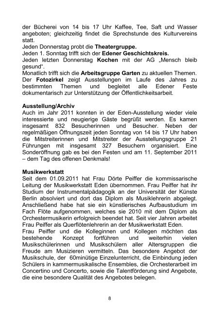 Edener Mitteilungen, Februar 2012 - Eden-Stiftung