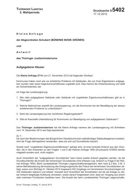 Aufgegebene Häuser - Grüne Landtagsfraktion Thüringen