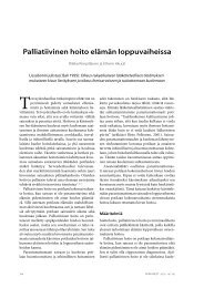 Palliatiivinen hoito elämän loppuvaiheissa - Finnanest